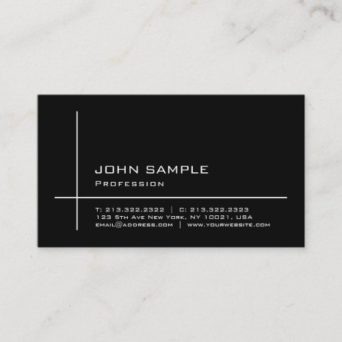 Stylish Minimalist Black And White Smart Plain Business Card