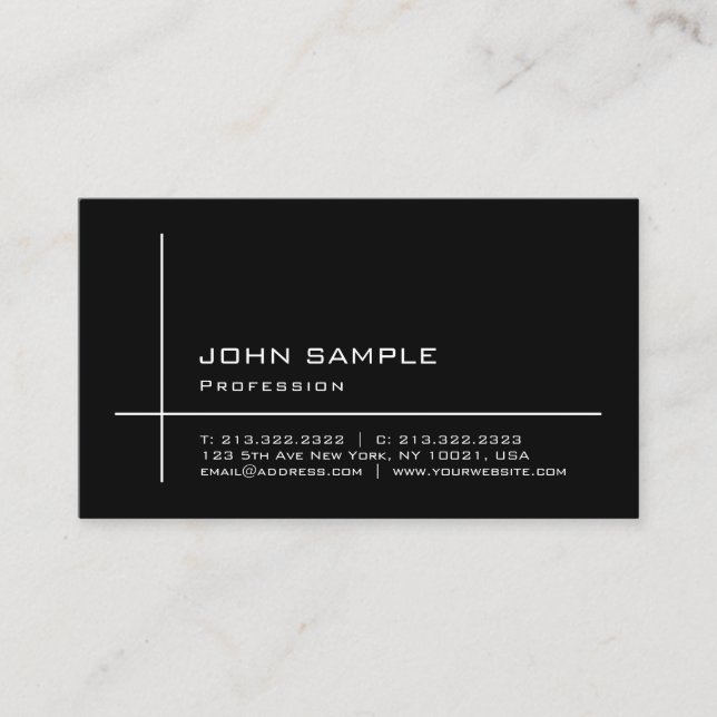 Stylish Minimalist Black And White Smart Plain Business Card (Front)