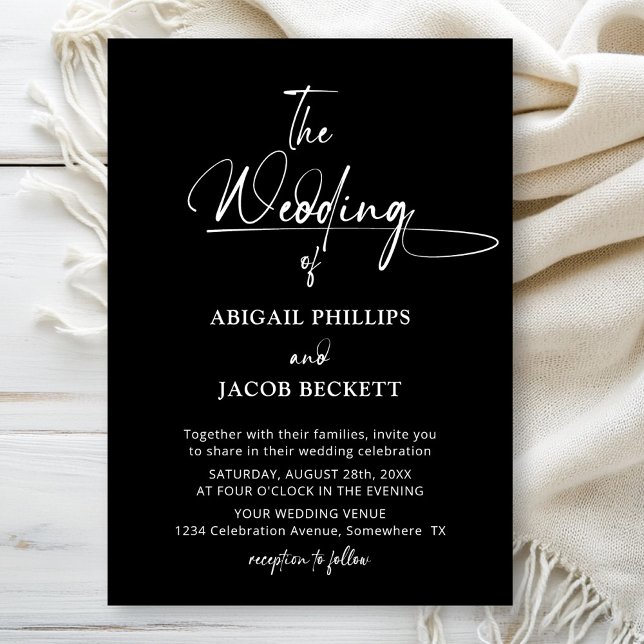 Stylish Minimalist Black Wedding Invitation (Creator Uploaded)