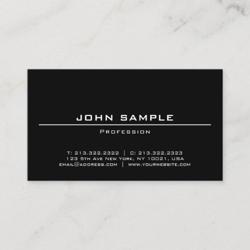 Stylish Minimalist BlackWhite Simple Plain Modern Business Card