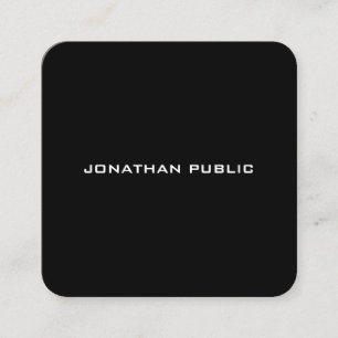 Stylish Minimalist Black White Simple Template Top Square Business Card