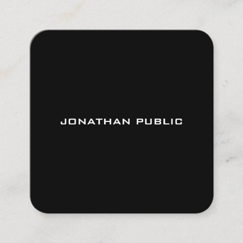 Stylish Minimalist Black White Simple Template Top Square Business Card