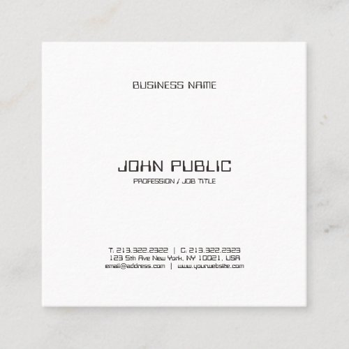 Stylish Minimalist Black White Template Modern Top Square Business Card
