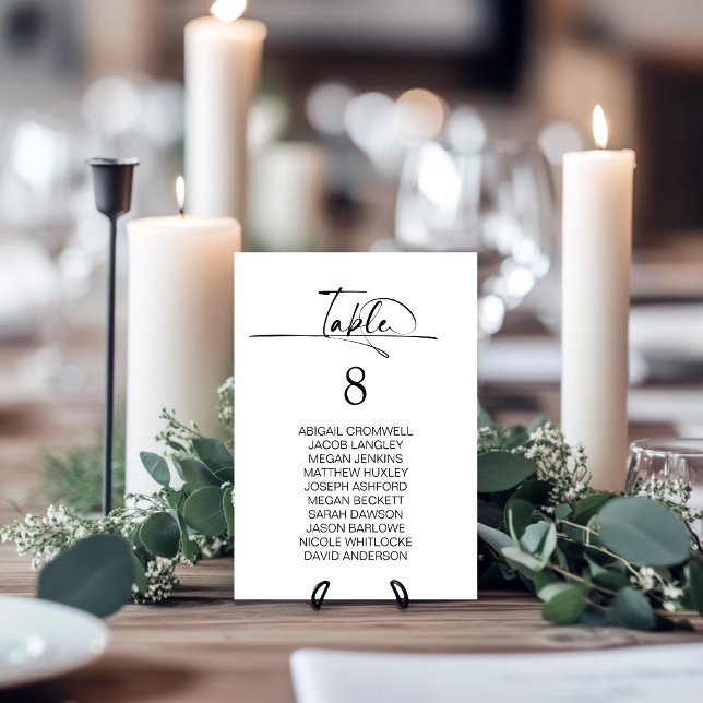 Stylish Minimalist Black White Wedding Table Number (Creator Uploaded)
