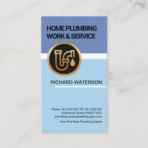 Stylish Minimalist Blue Faucet Plumbing Contractor Business Card