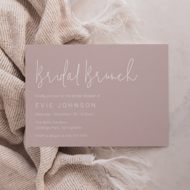 Stylish Minimalist Blush Bridal Shower Brunch Invitation (Creator Uploaded)