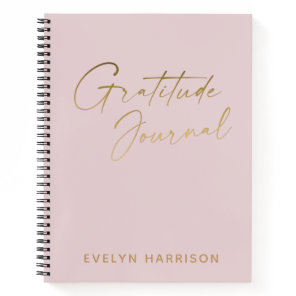 Stylish Minimalist Blush Personalized Gratitude Notebook