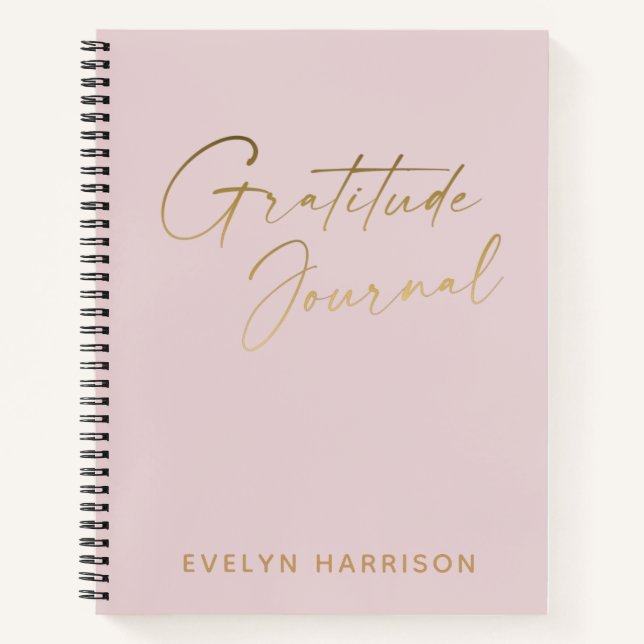 Stylish Minimalist Blush Personalized Gratitude Notebook (Front)