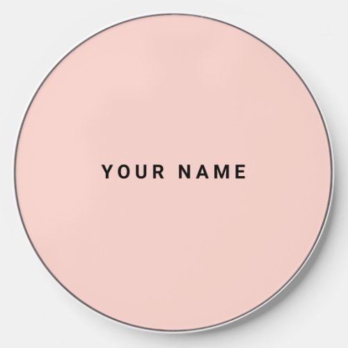 Stylish Minimalist Blush Pink  Custom Name Wireless Charger