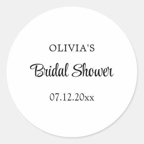 Stylish Minimalist Bridal Shower Classic Round Sticker