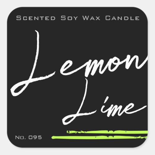 Stylish Minimalist Candle Label Black Lemon Lime