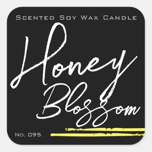 Stylish Minimalist Candle Label Black Yellow Honey