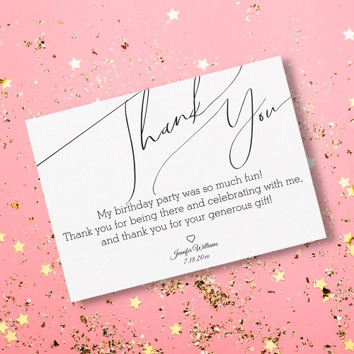 stylish minimalist chic thank you sweet 16  note card