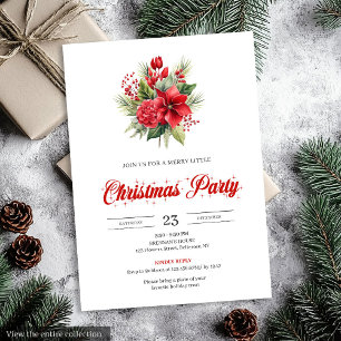 Stylish Minimalist Christmas Flowers Festive  Invitation