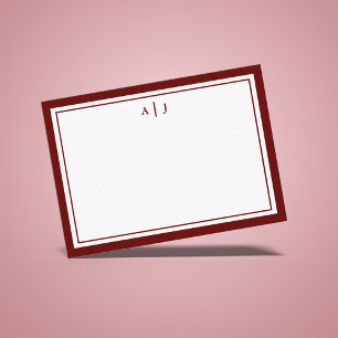 Stylish Minimalist Cinnamon Rose Monogram Note Card