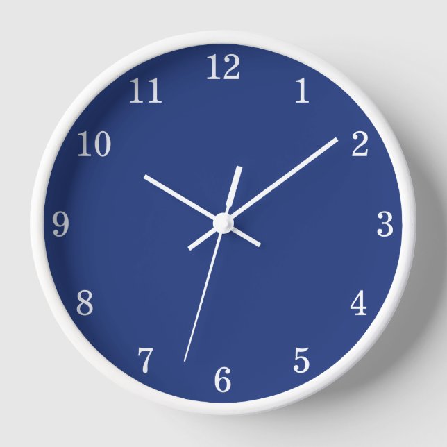 Stylish Minimalist Dark Blue Wall Clock (Front)