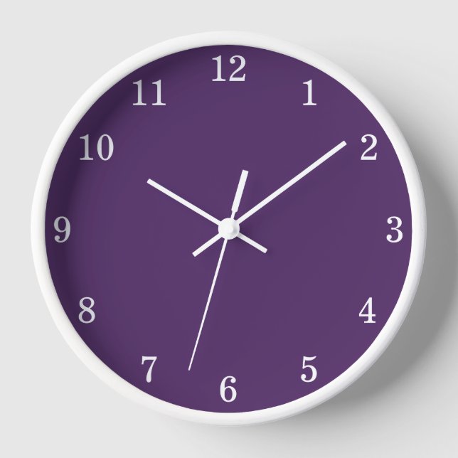 Stylish Minimalist Dark Purple Wall Clock (Front)