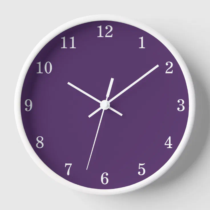 Stylish Minimalist Dark Purple Wall Clock Zazzle