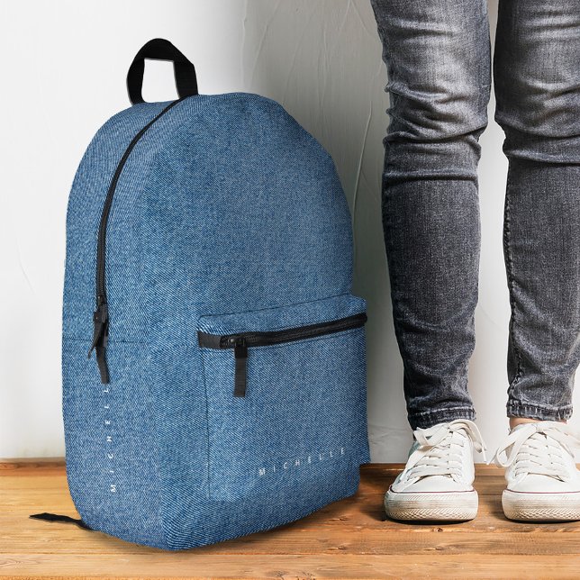 Stylish Minimalist Denim Blue Jeans  Printed Backpack (Stylish Minimalist Denim Blue Jeans Printed Backpack
)