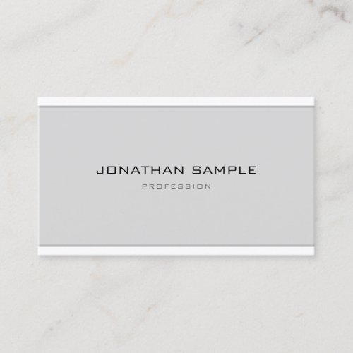 Stylish Minimalist Design Modern Grey White Simple Business Card