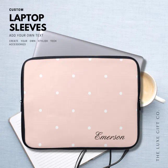 Stylish Minimalist Elegant Blush Pink Polka Dot Laptop Sleeve Zazzle