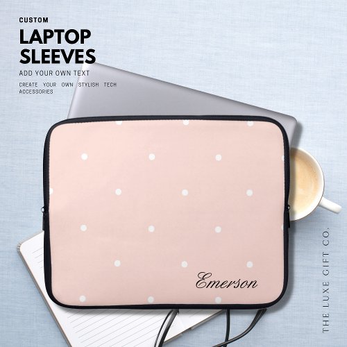 Stylish Minimalist Elegant Blush Pink Polka Dot Laptop Sleeve