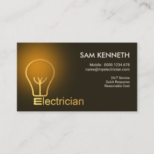 Stylish Minimalist Gold Bulb Electrician Business Card