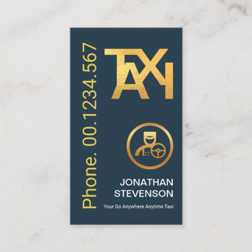Stylish Minimalist Gold Taxi Signage Chauffeur Business Card