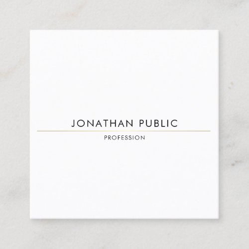 Stylish Minimalist Gold White Template Trendy Square Business Card