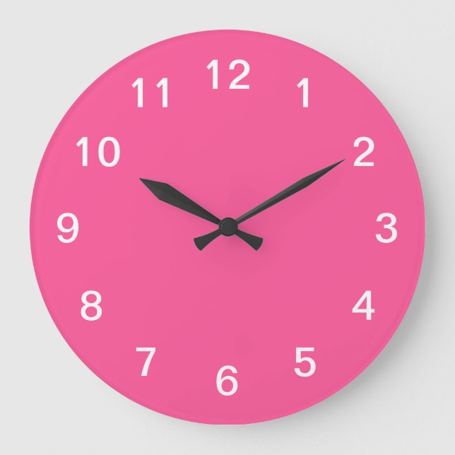 Stylish Minimalist Hot Pink Wall Clock (Front)