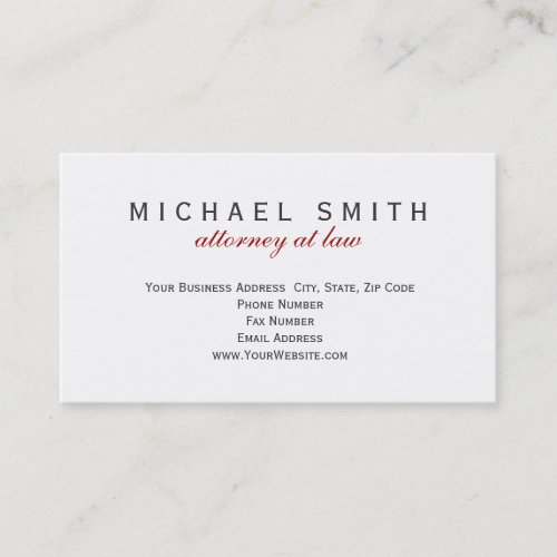 Stylish Minimalist Lawyer Attorney Business Card