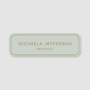 Stylish Minimalist Light Pale Green: Hair Stylist Name Tag