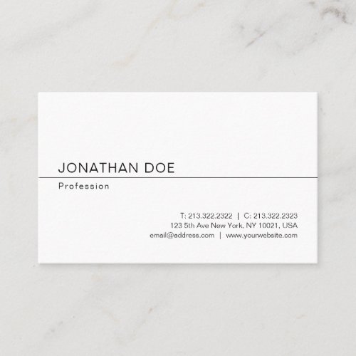 Stylish Minimalist Modern Professional Sleek Plain Business Card