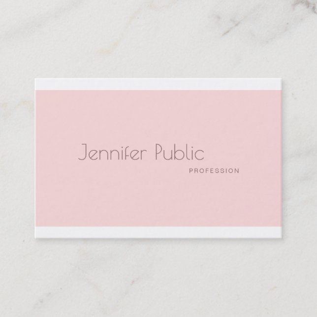 Stylish Minimalist Modern Trendy Plain Blush Pink Business Card (Front)