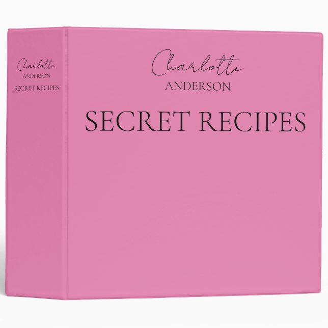 Stylish Minimalist Monogram Name Pink  3 Ring Binder (Front/Spine)