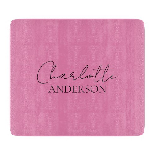 Stylish Minimalist Monogram Name Pink Cutting Board