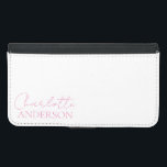 Stylish Minimalist Monogram Name  Samsung Galaxy S5 Wallet Case<br><div class="desc">Modern minimalist and stylish design with a simple handwritten typography in a beautiful pink. Your name in simple modern typography. You can easily personalise for yourself or as a special gift for a loved one.</div>