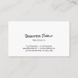Stylish Minimalist Plain Freehand Script Modern Business Card
