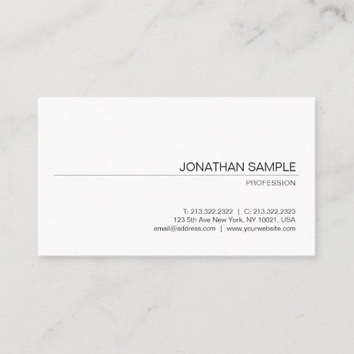 Stylish Minimalist Professional Design Chic Plain Business Card