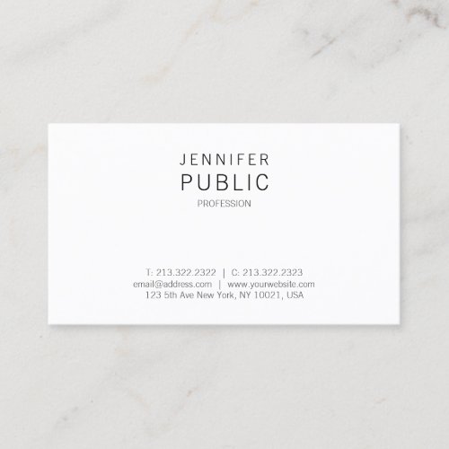 Stylish Minimalist Professional Modern Sleek Plain Business Card