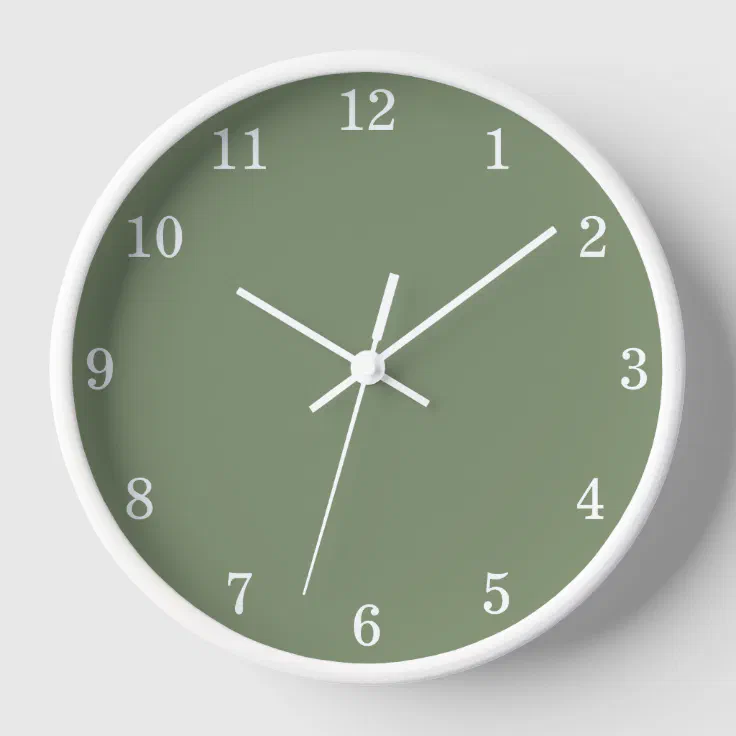 Stylish Minimalist Sage Green Wall Clock Zazzle