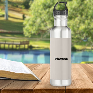 Stylish Minimalist Simple Elegant Custom Name Stainless Steel Water Bottle