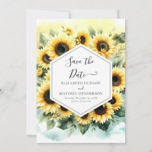 Stylish Minimalist Sunflower Wedding Save The Date