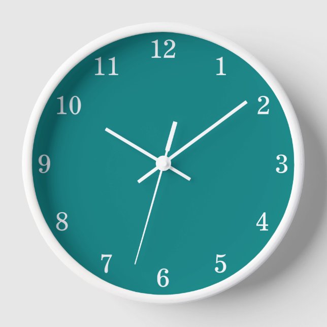 Stylish Minimalist Teal Wall Clock (Front)