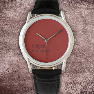 Stylish Minimalist Text Design on Red Watch