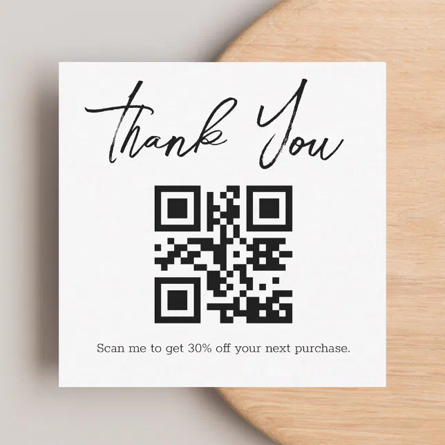stylish minimalist thank you business qr code note card | Zazzle