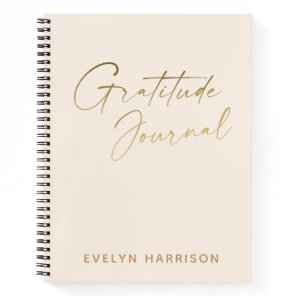 Stylish Minimalist White Personalized Gratitude Notebook