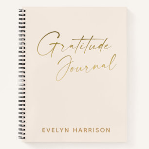 Stylish Minimalist White Personalized Gratitude Notebook