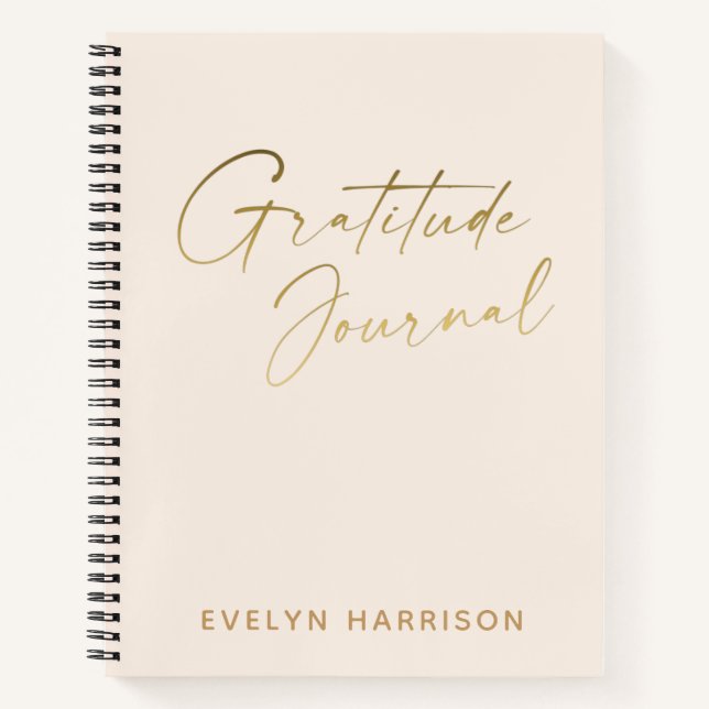 Stylish Minimalist White Personalized Gratitude Notebook (Front)