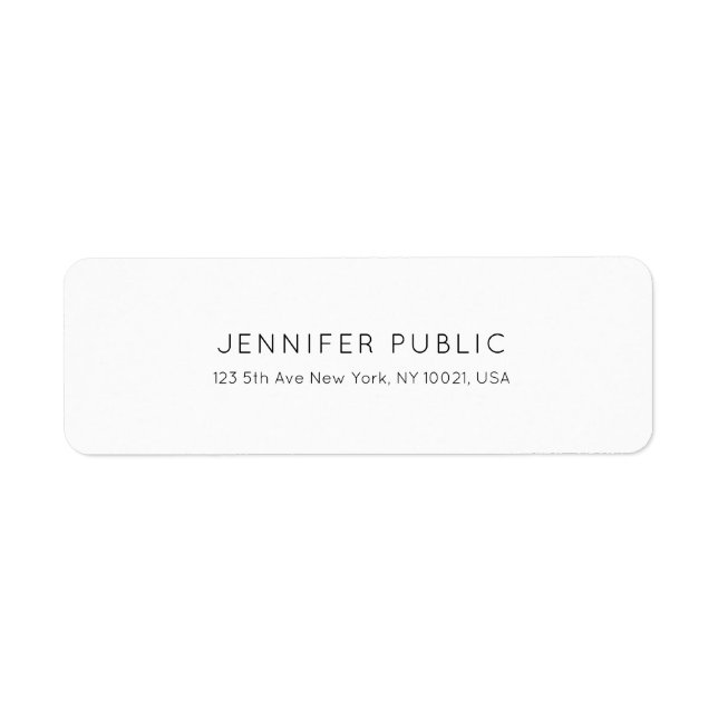 Stylish Minimalist White Plain Professional Modern Label (Front)